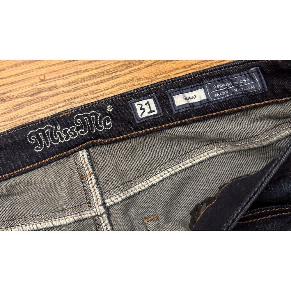 Miss Me Jeans Womens Size 31 Dark Wash Skinny Sequin Pockets - Picture 10 of 12
